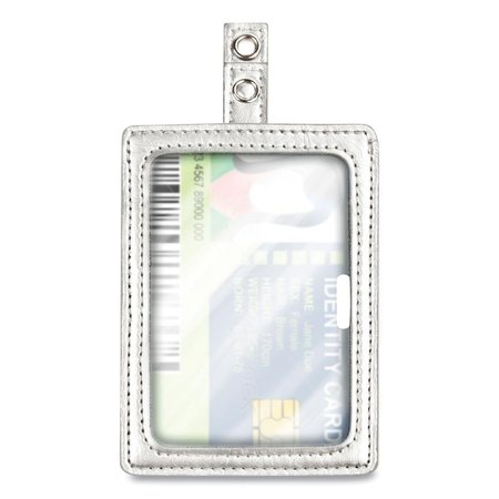 CONSOL STAMP 2.5 x 4 in. Myid Vertical & Horizontal Leather ID Badge Holder, Silver 75004